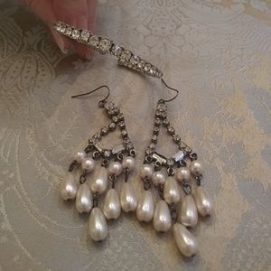 Chandelier earrings and crystal bracelet set